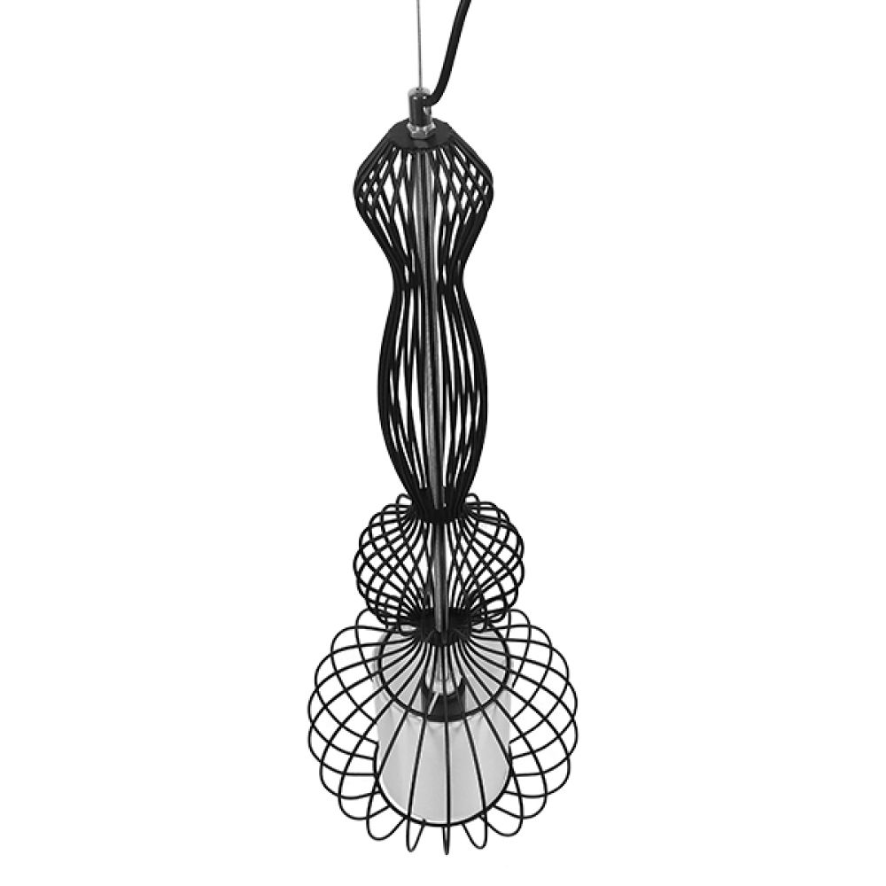 GLOBOSTAR® LILY 01560 Vintage Κρεμαστό Φωτιστικό Οροφής με Ντουί 1 x E27 AC 220-240V IP20 - Μαύρο & Λευκό - Μ25 x Π25 x Υ67cm
