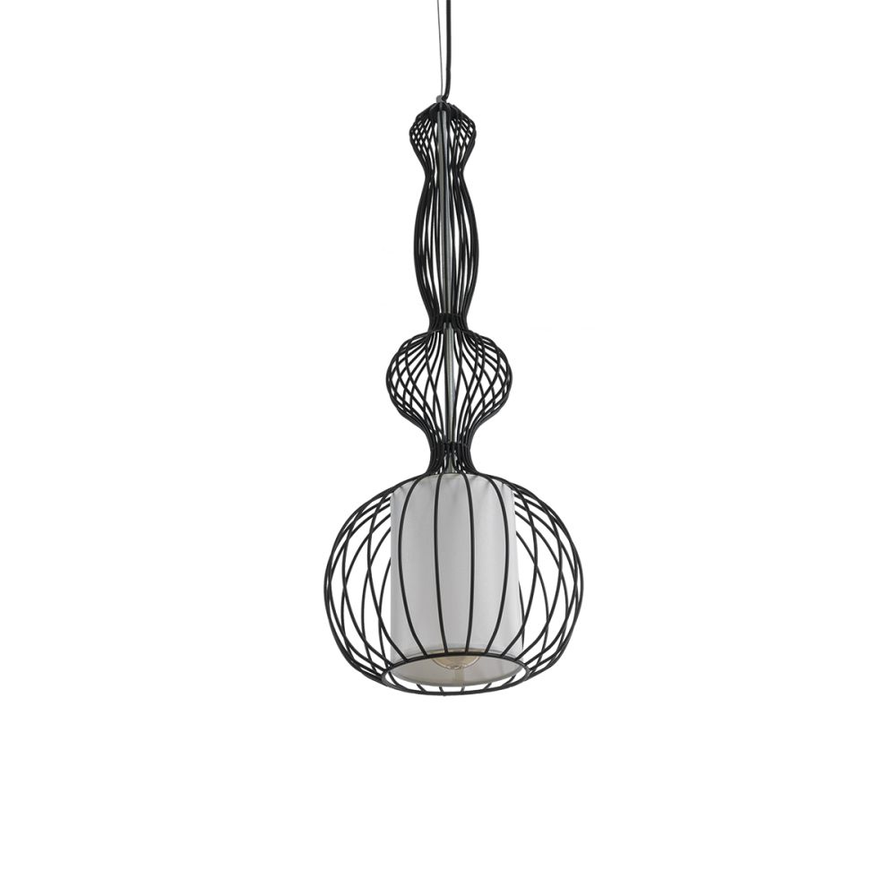GLOBOSTAR® LILY 01560 Vintage Κρεμαστό Φωτιστικό Οροφής με Ντουί 1 x E27 AC 220-240V IP20 - Μαύρο & Λευκό - Μ25 x Π25 x Υ67cm