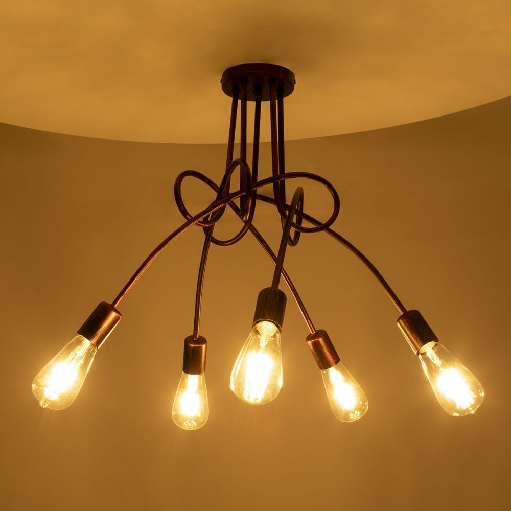 GLOBOSTAR® PAULELI 01564 Μοντέρνο Φωτιστικό Οροφής με Ντουί 5 x E27 AC 220-240V IP20 - Χάλκινο - Μ80 x Π80 x Υ40cm