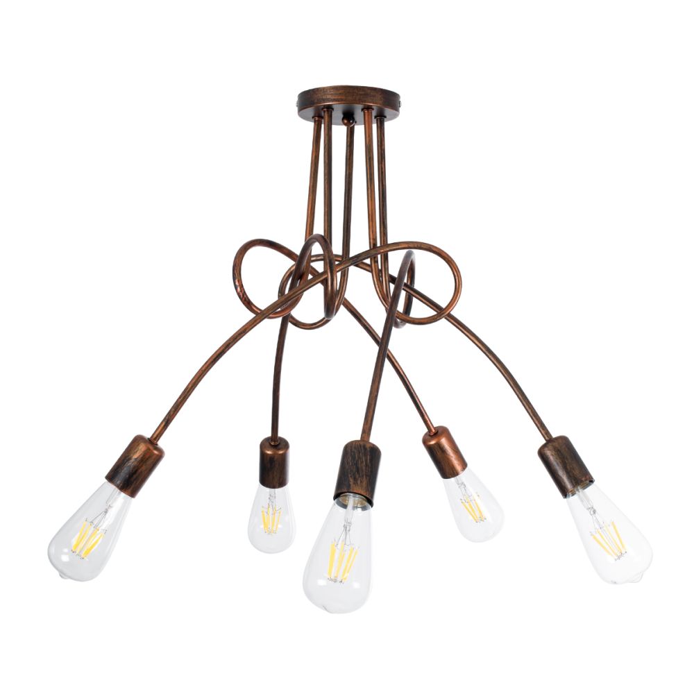 GLOBOSTAR® PAULELI 01564 Μοντέρνο Φωτιστικό Οροφής με Ντουί 5 x E27 AC 220-240V IP20 - Χάλκινο - Μ80 x Π80 x Υ40cm