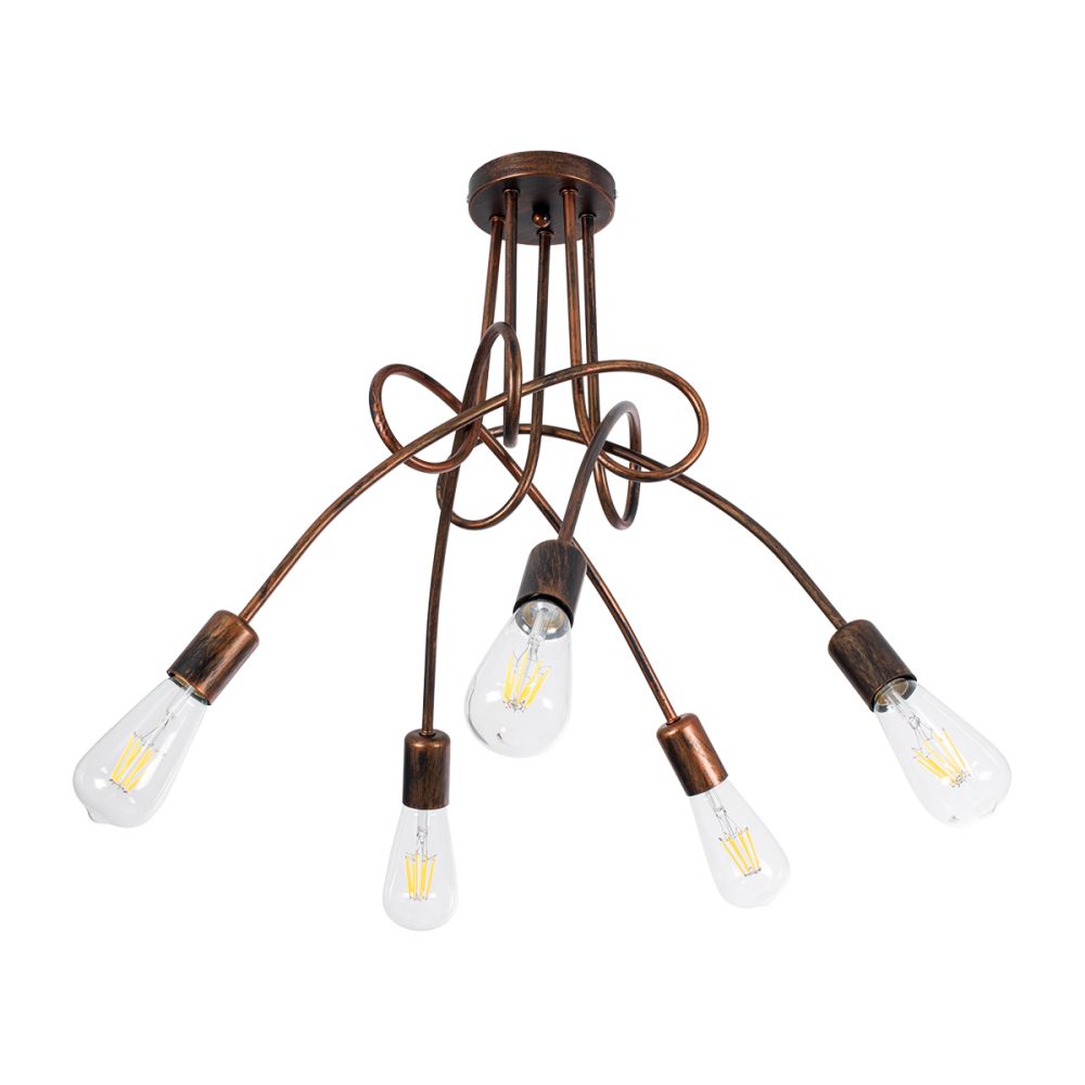 GLOBOSTAR® PAULELI 01564 Μοντέρνο Φωτιστικό Οροφής με Ντουί 5 x E27 AC 220-240V IP20 - Χάλκινο - Μ80 x Π80 x Υ40cm