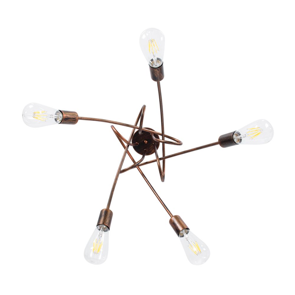 GLOBOSTAR® PAULELI 01564 Μοντέρνο Φωτιστικό Οροφής με Ντουί 5 x E27 AC 220-240V IP20 - Χάλκινο - Μ80 x Π80 x Υ40cm