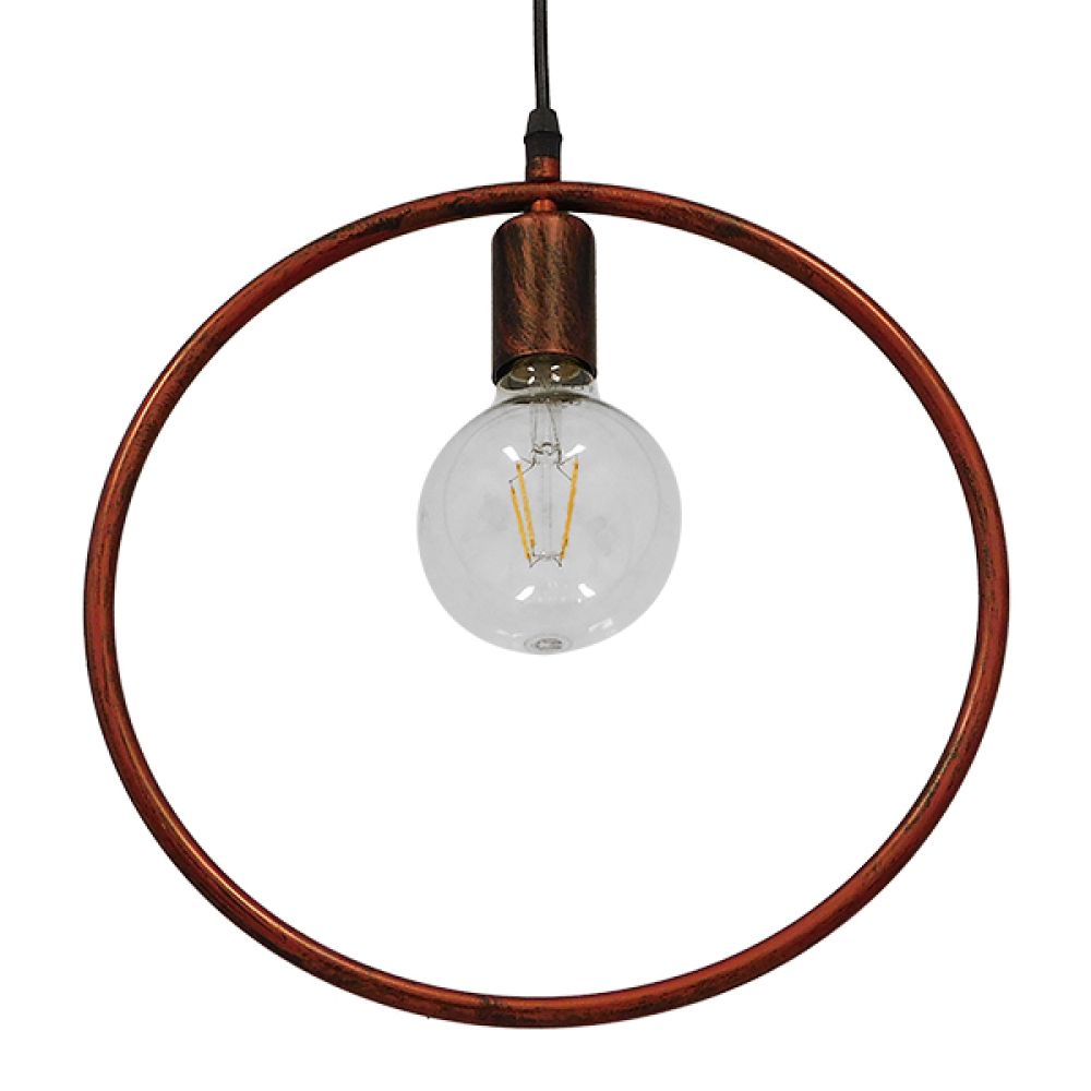 GLOBOSTAR® OMICRON 01579 Μοντέρνο Κρεμαστό Φωτιστικό Οροφής με Ντουί 1 x E27 AC 220-240V IP20 - Χάλκινο - Μ33 x Π4 x Υ33cm