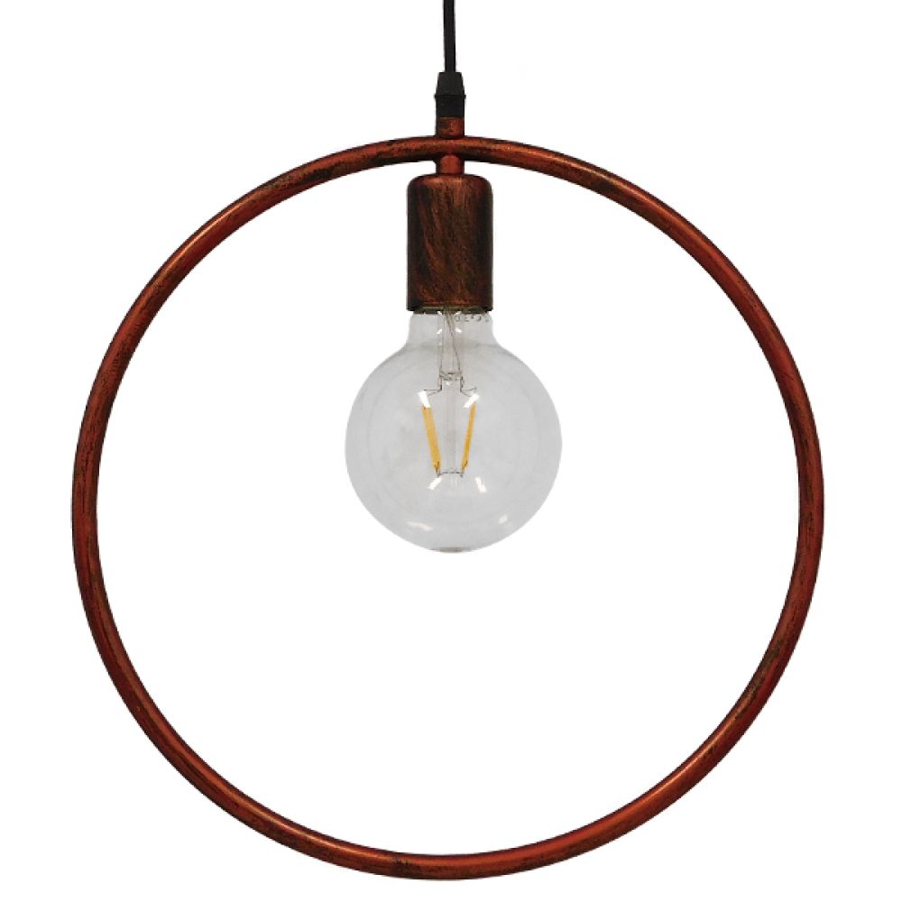 GLOBOSTAR® OMICRON 01579 Μοντέρνο Κρεμαστό Φωτιστικό Οροφής με Ντουί 1 x E27 AC 220-240V IP20 - Χάλκινο - Μ33 x Π4 x Υ33cm