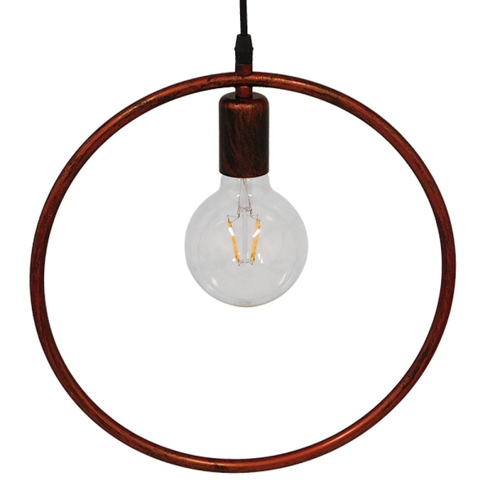 GLOBOSTAR® OMICRON 01579 Μοντέρνο Κρεμαστό Φωτιστικό Οροφής με Ντουί 1 x E27 AC 220-240V IP20 - Χάλκινο - Μ33 x Π4 x Υ33cm