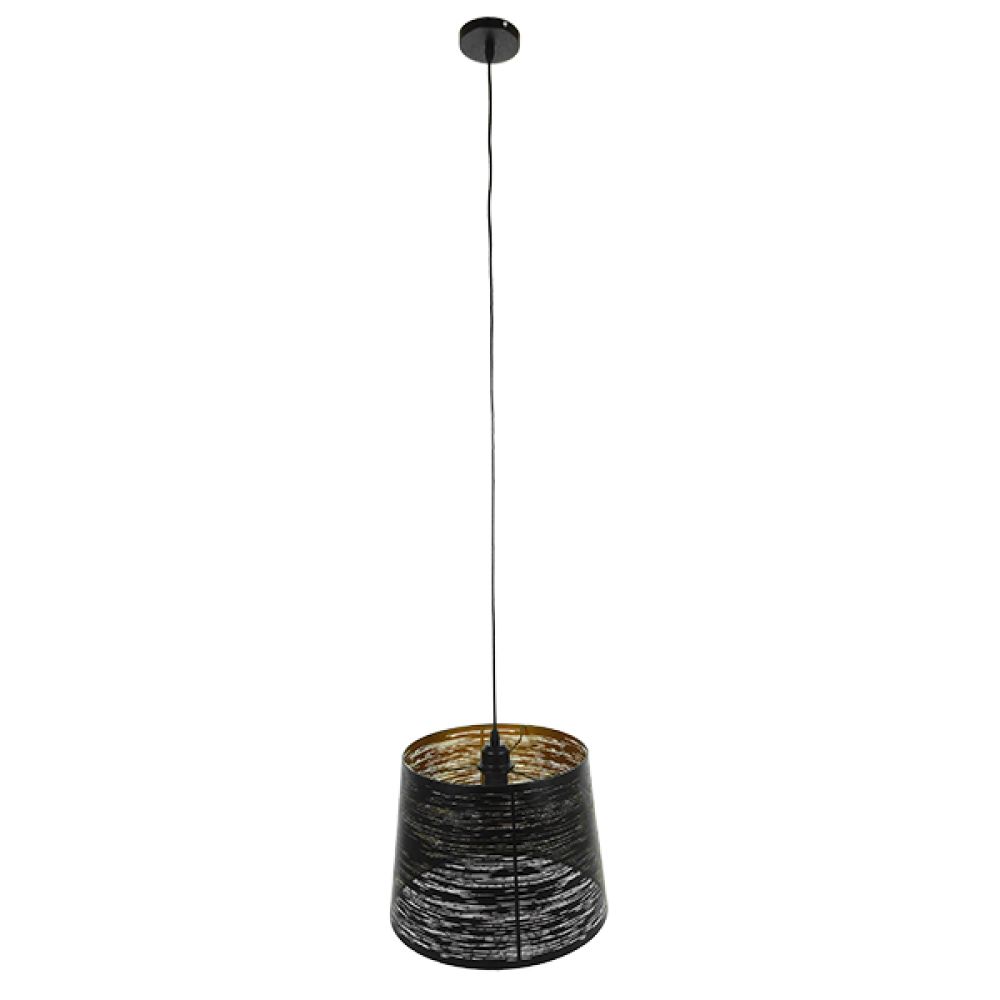 GLOBOSTAR® ACCADEMIA 01584 Μοντέρνο Κρεμαστό Φωτιστικό Οροφής με Ντουί 1 x E27 AC 220-240V IP20 - Μαύρο & Χρυσό - Μ35 x Π35 x Y25cm