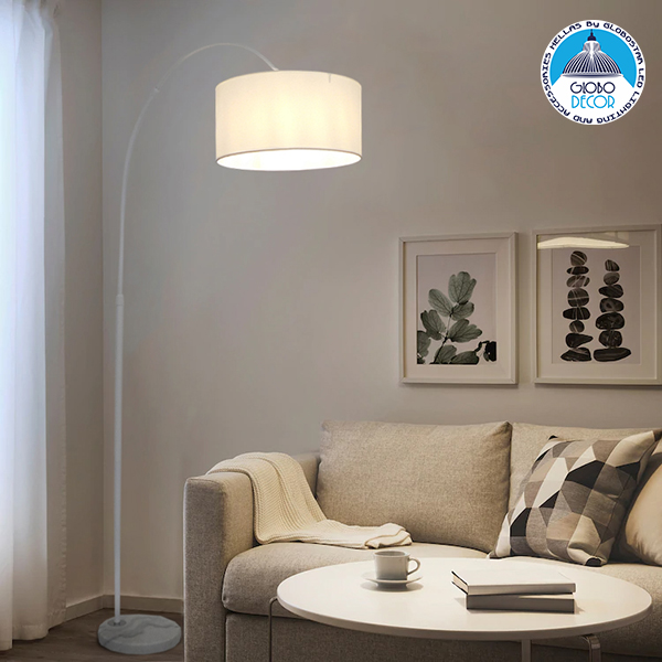 GLOBOSTAR® IMPERIAL 01588 Μοντέρνο Επιδαπέδιο Φωτιστικό με Ντουί 1 x E27 AC 220-240V IP20 - Λευκό - Μ38 x Π38 x Υ172cm