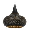 GLOBOSTAR® JANIS 01590 Μοντέρνο Κρεμαστό Φωτιστικό Οροφής με Ντουί 1 x E27 AC 220-240V IP20 - Μαύρο & Χρυσό - Μ30 x Π30 x Υ30cm