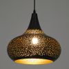 GLOBOSTAR® JANIS 01590 Μοντέρνο Κρεμαστό Φωτιστικό Οροφής με Ντουί 1 x E27 AC 220-240V IP20 - Μαύρο & Χρυσό - Μ30 x Π30 x Υ30cm