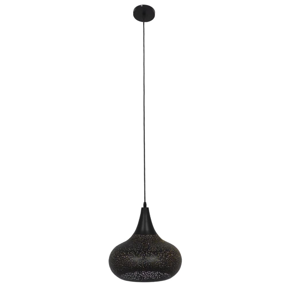 GLOBOSTAR® JANIS 01590 Μοντέρνο Κρεμαστό Φωτιστικό Οροφής με Ντουί 1 x E27 AC 220-240V IP20 - Μαύρο & Χρυσό - Μ30 x Π30 x Υ30cm