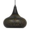 GLOBOSTAR® JANIS 01590 Μοντέρνο Κρεμαστό Φωτιστικό Οροφής με Ντουί 1 x E27 AC 220-240V IP20 - Μαύρο & Χρυσό - Μ30 x Π30 x Υ30cm