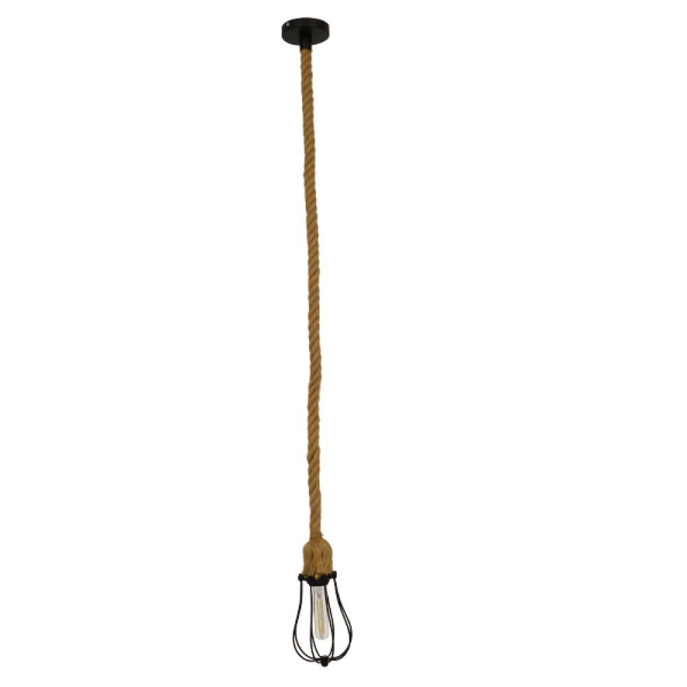 GLOBOSTAR® CAMBER 01594 Vintage Κρεμαστό Φωτιστικό Οροφής με Ντουί 1 x E27 AC 220-240V IP20 - Μαύρο & Μπεζ - Μ11 x Π11 x Υ25cm
