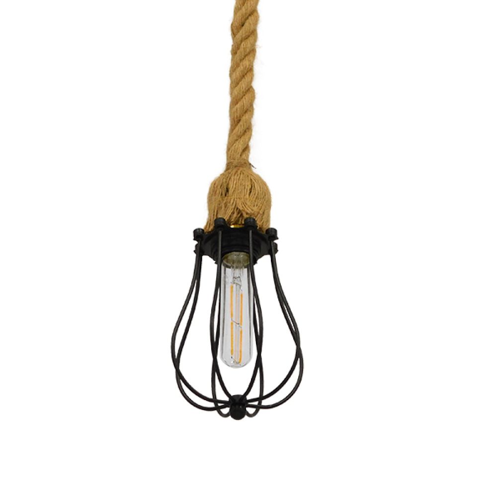 GLOBOSTAR® CAMBER 01594 Vintage Κρεμαστό Φωτιστικό Οροφής με Ντουί 1 x E27 AC 220-240V IP20 - Μαύρο & Μπεζ - Μ11 x Π11 x Υ25cm