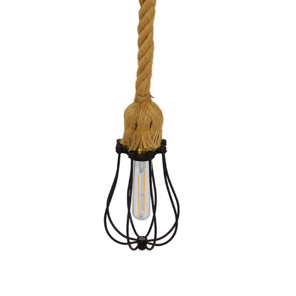 GLOBOSTAR® CAMBER 01594 Vintage Κρεμαστό Φωτιστικό Οροφής με Ντουί 1 x E27 AC 220-240V IP20 - Μαύρο & Μπεζ - Μ11 x Π11 x Υ25cm