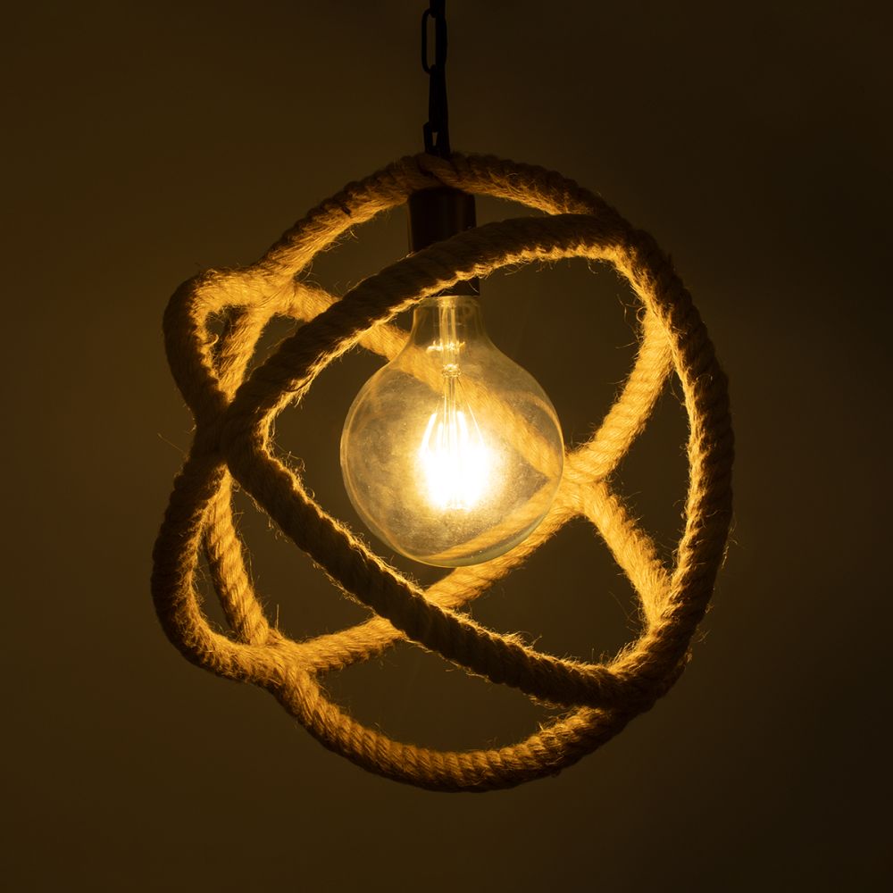 GLOBOSTAR® BALANCE 01596 Vintage Κρεμαστό Φωτιστικό Οροφής με Ντουί 1 x E27 AC 220-240V IP20 - Μαύρο & Μπεζ - Μ35 x Π35 x Υ36cm