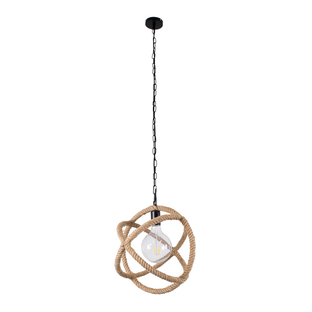 GLOBOSTAR® BALANCE 01596 Vintage Κρεμαστό Φωτιστικό Οροφής με Ντουί 1 x E27 AC 220-240V IP20 - Μαύρο & Μπεζ - Μ35 x Π35 x Υ36cm