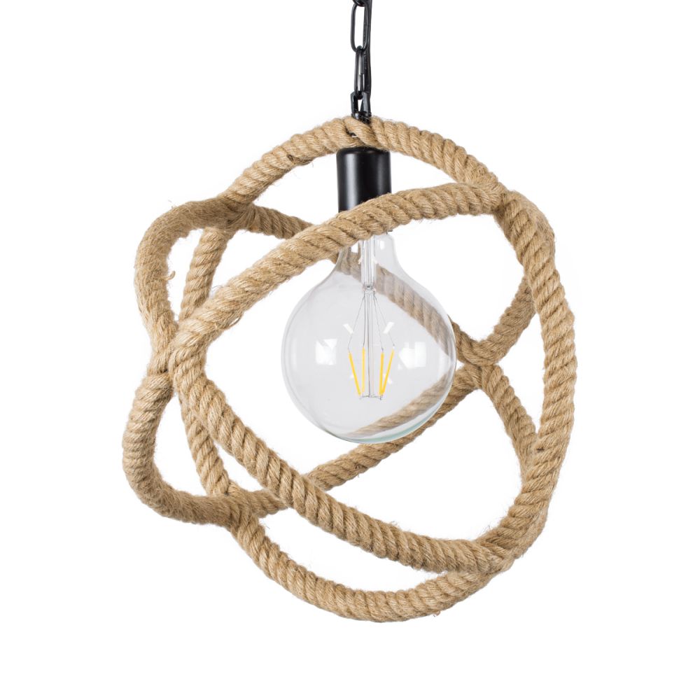 GLOBOSTAR® BALANCE 01596 Vintage Κρεμαστό Φωτιστικό Οροφής με Ντουί 1 x E27 AC 220-240V IP20 - Μαύρο & Μπεζ - Μ35 x Π35 x Υ36cm
