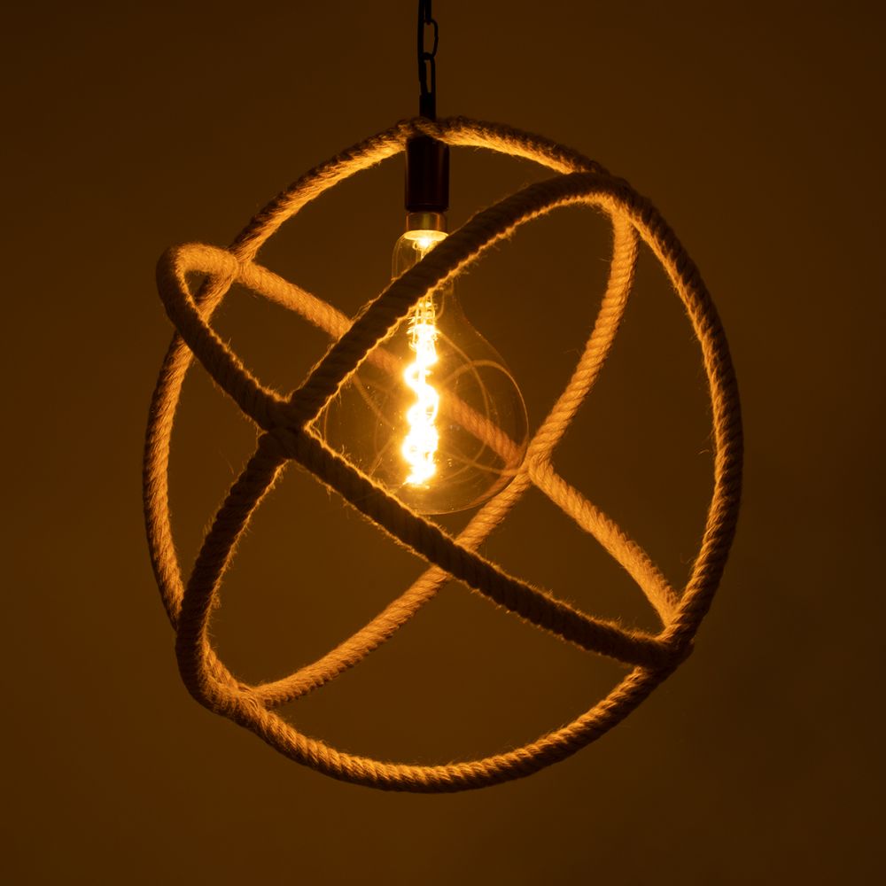 GLOBOSTAR® BELLE 01597 Vintage Κρεμαστό Φωτιστικό Οροφής με Ντουί 1 x E27 AC 220-240V IP20 - Μπεζ - Μ56 x Π56 x Y58cm