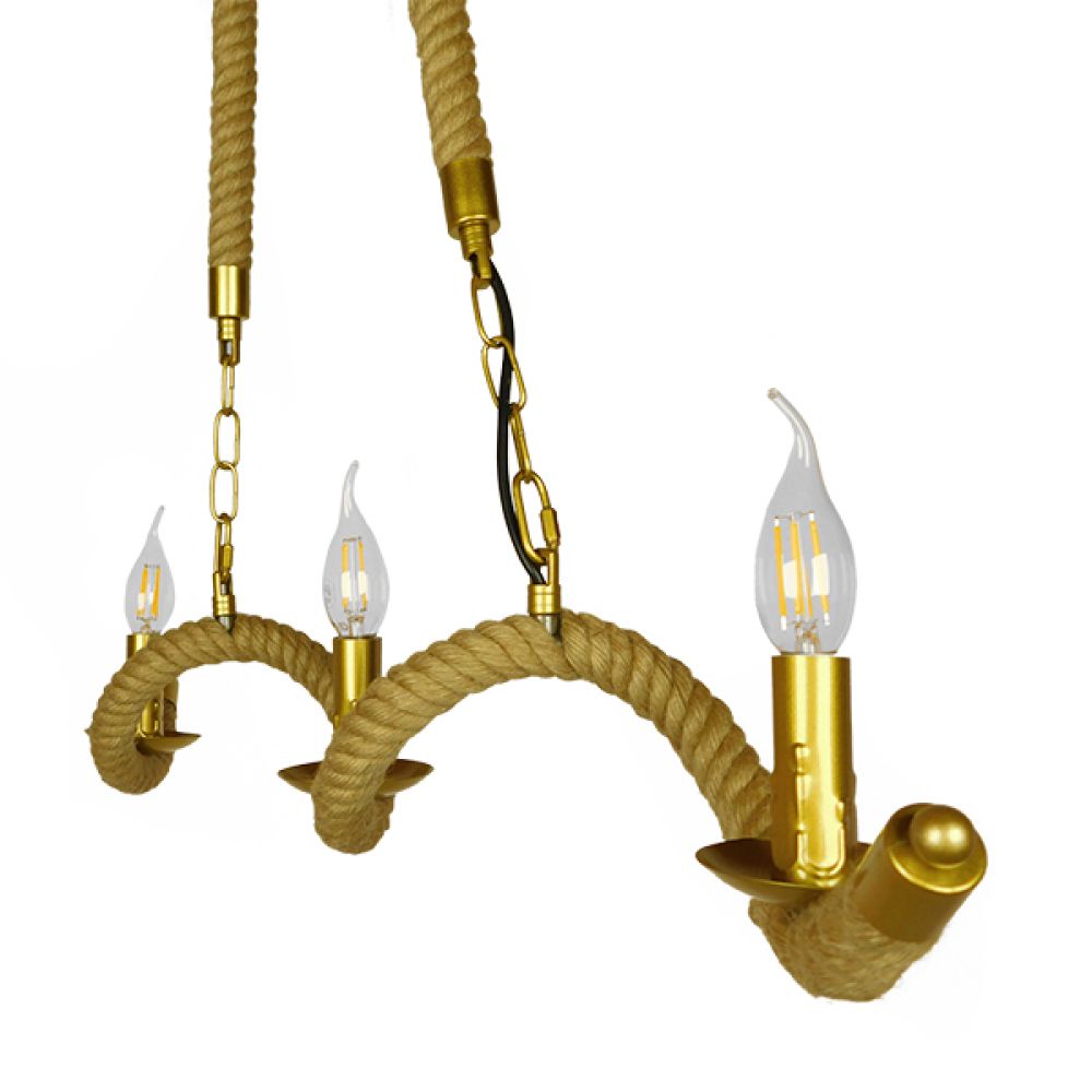 GLOBOSTAR® LUXOR 01598 Vintage Κρεμαστό Φωτιστικό Οροφής με Ντουί 3 x E14 AC 220-240V IP20 - Χρυσό & Μπεζ - Μ75 x Π13 x Y18cm