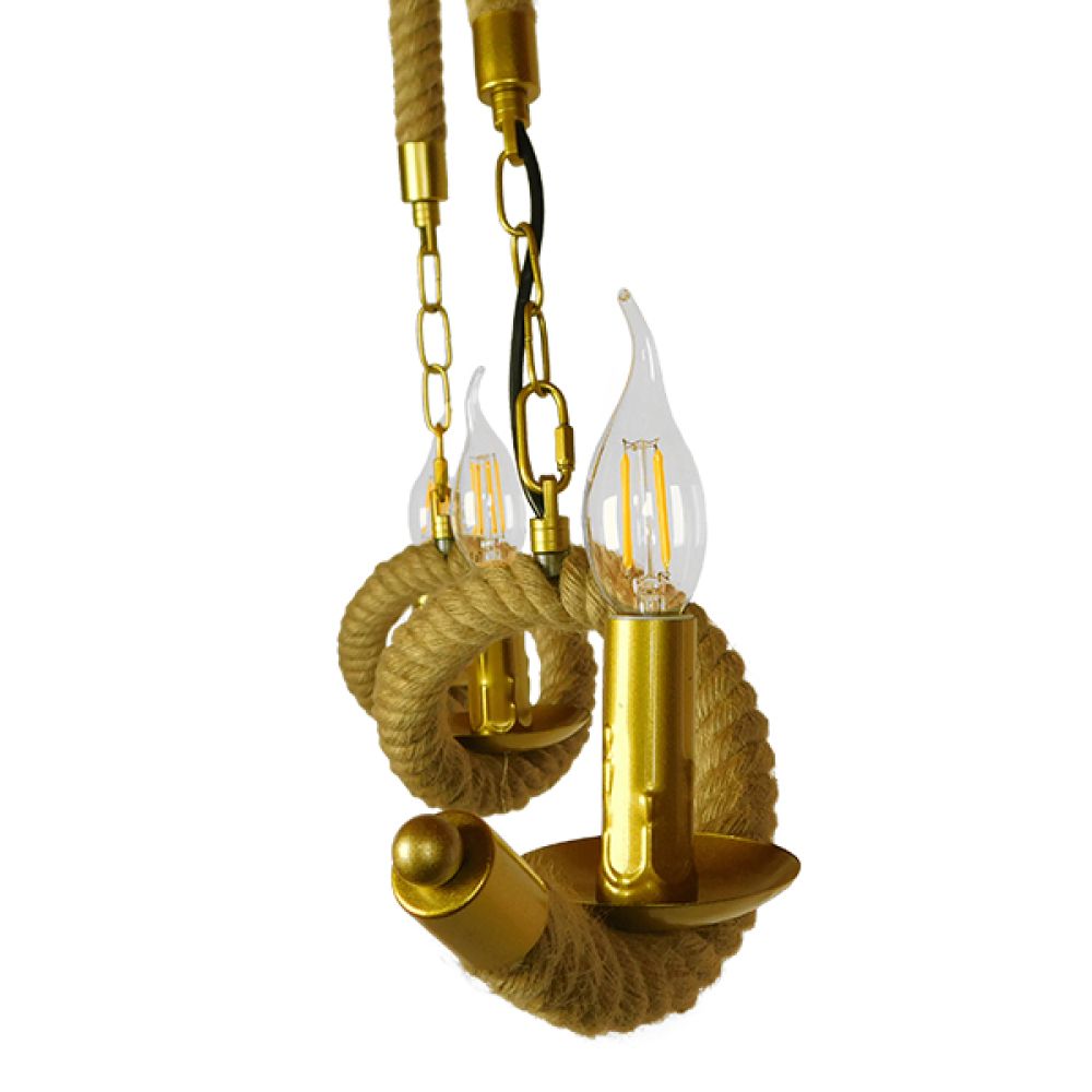 GLOBOSTAR® LUXOR 01598 Vintage Κρεμαστό Φωτιστικό Οροφής με Ντουί 3 x E14 AC 220-240V IP20 - Χρυσό & Μπεζ - Μ75 x Π13 x Y18cm