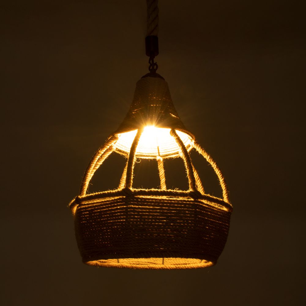 GLOBOSTAR® KUBRIC 01605 Boho Κρεμαστό Φωτιστικό Οροφής με Ντουί 1 x E27 AC 220-240V IP20 - Μπεζ - Μ30 x Π30 x Y40cm