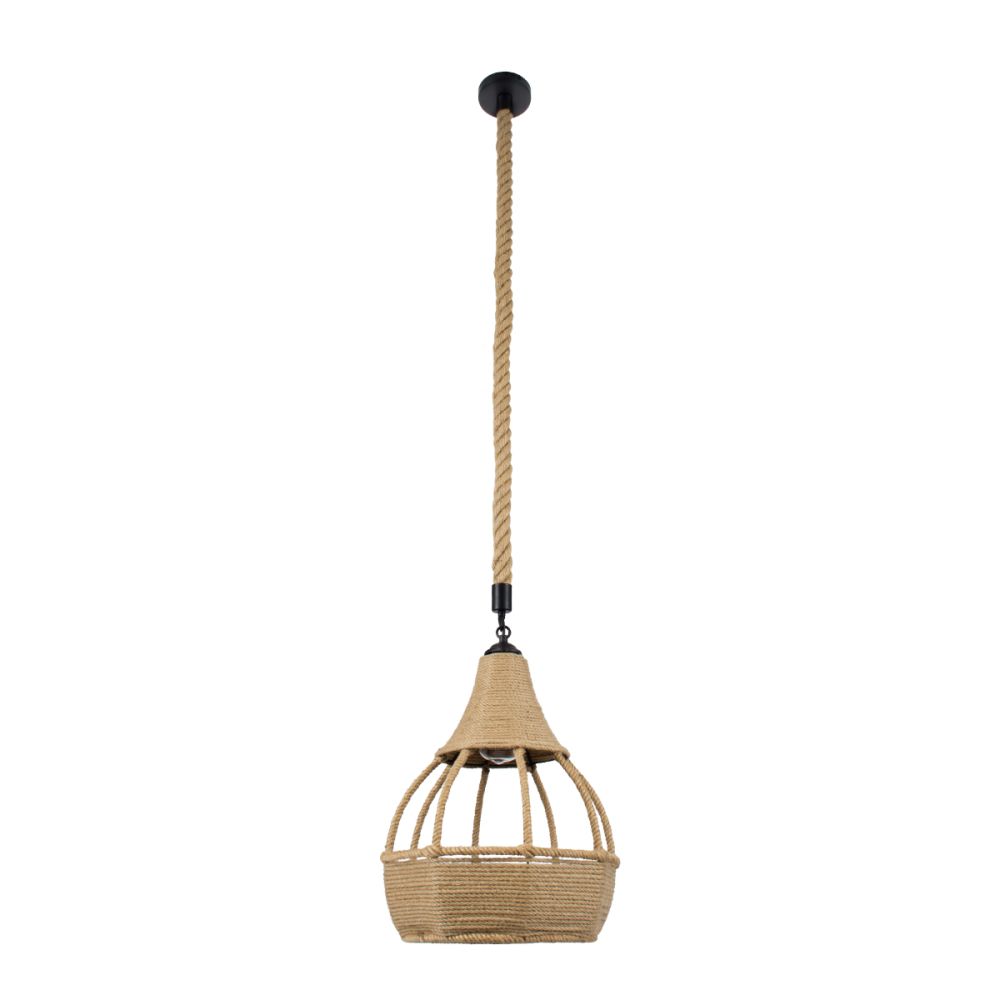 GLOBOSTAR® KUBRIC 01605 Boho Κρεμαστό Φωτιστικό Οροφής με Ντουί 1 x E27 AC 220-240V IP20 - Μπεζ - Μ30 x Π30 x Y40cm