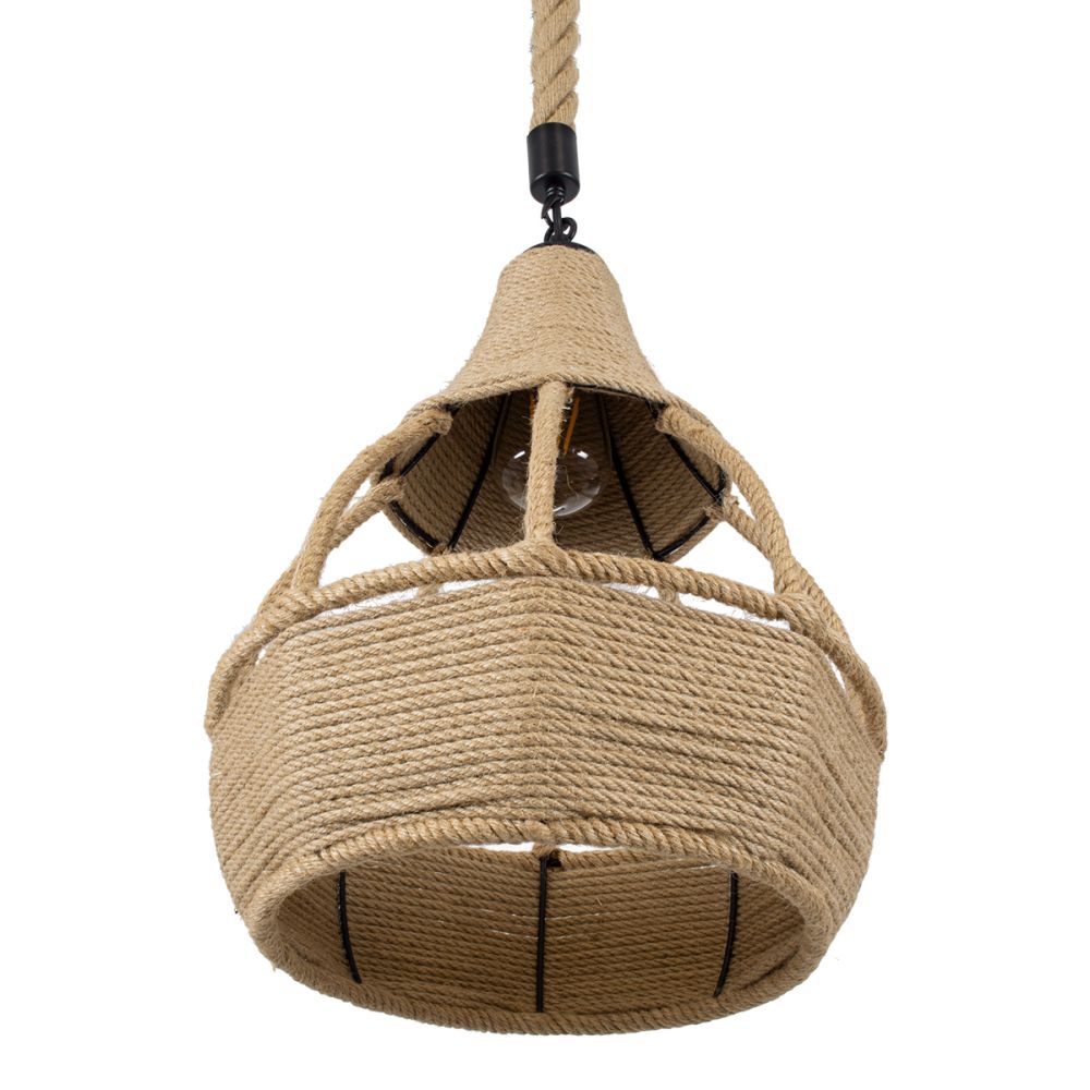 GLOBOSTAR® KUBRIC 01605 Boho Κρεμαστό Φωτιστικό Οροφής με Ντουί 1 x E27 AC 220-240V IP20 - Μπεζ - Μ30 x Π30 x Y40cm