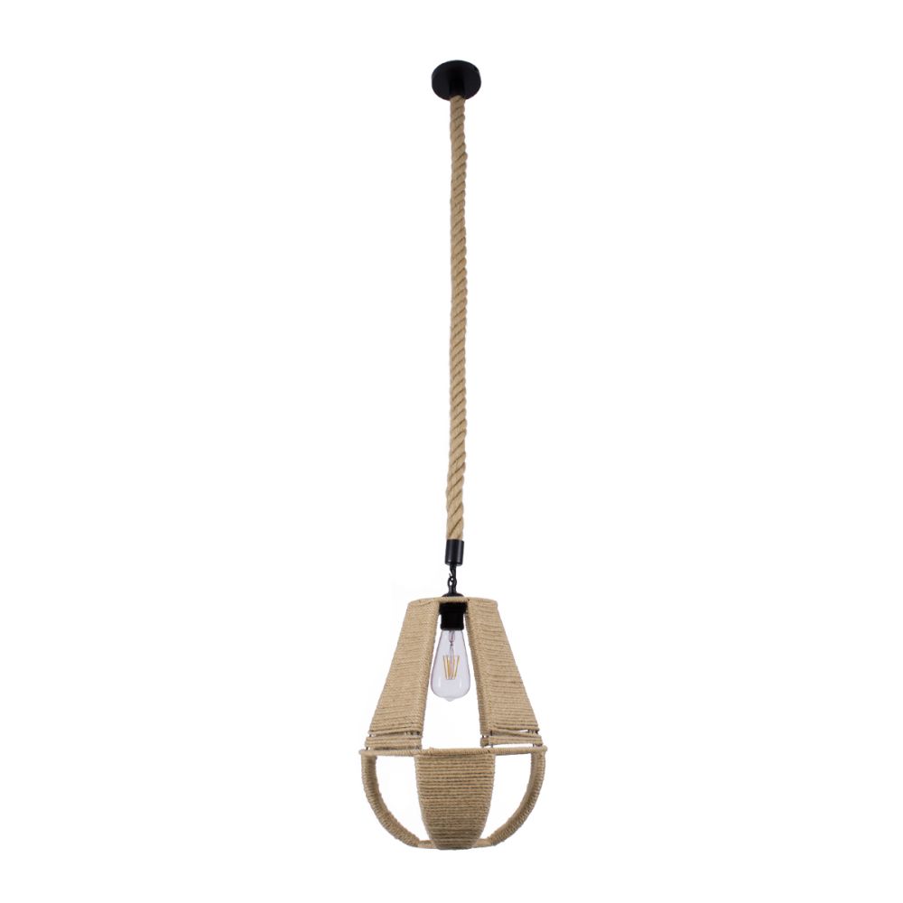 GLOBOSTAR® POLIA 01608 Boho Κρεμαστό Φωτιστικό Οροφής με Ντουί 1 x E27 AC 220-240V IP20 - Μπεζ - Μ30 x Π30 x Y42cm