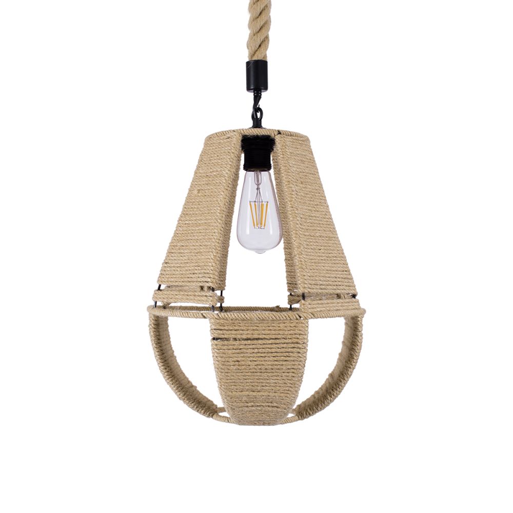 GLOBOSTAR® POLIA 01608 Boho Κρεμαστό Φωτιστικό Οροφής με Ντουί 1 x E27 AC 220-240V IP20 - Μπεζ - Μ30 x Π30 x Y42cm