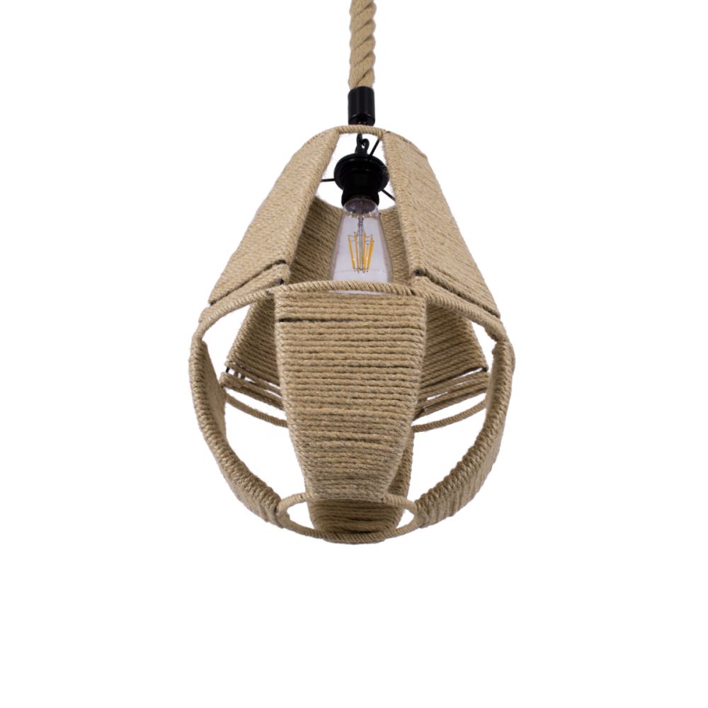 GLOBOSTAR® POLIA 01608 Boho Κρεμαστό Φωτιστικό Οροφής με Ντουί 1 x E27 AC 220-240V IP20 - Μπεζ - Μ30 x Π30 x Y42cm