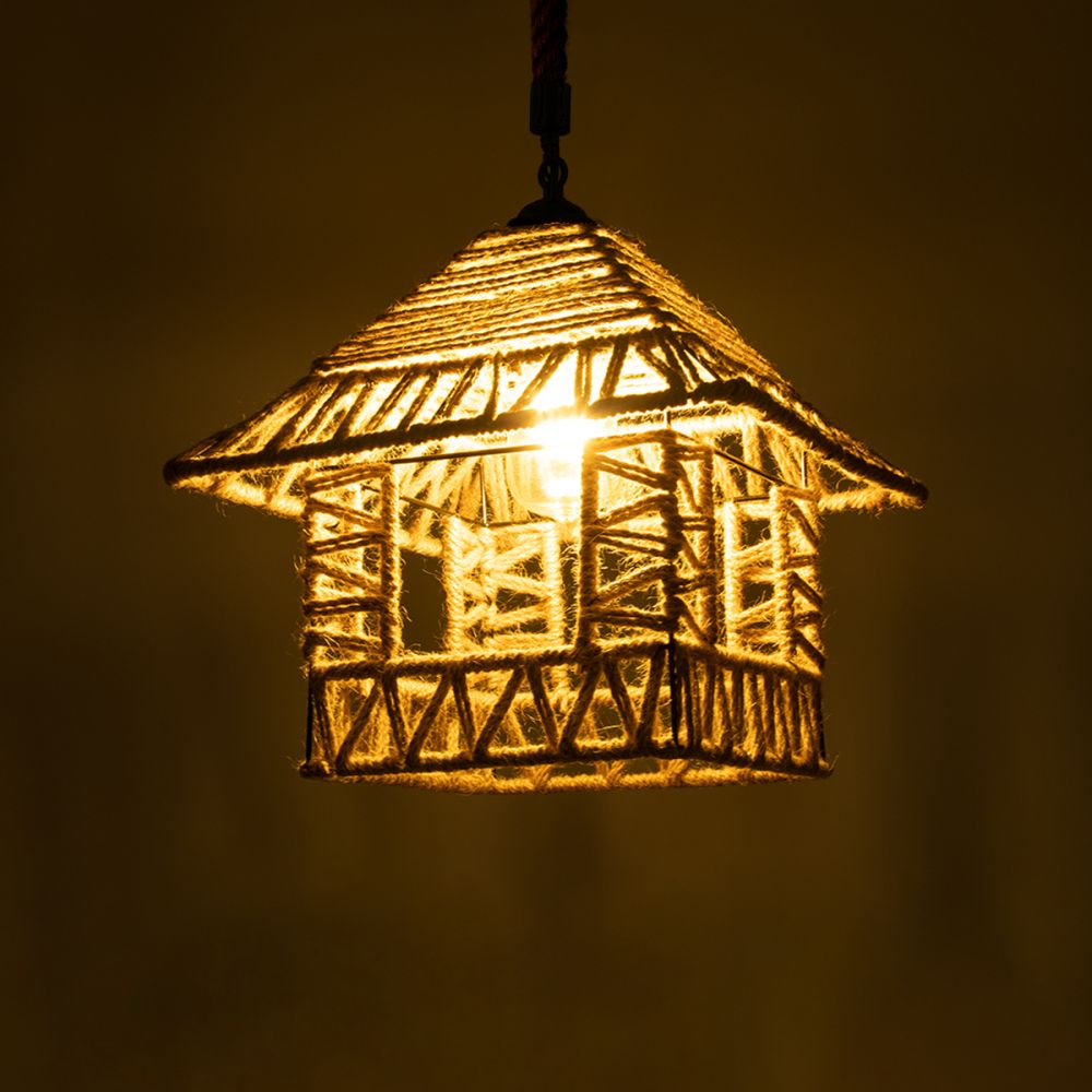 GLOBOSTAR® SPIKY 01613 Boho Κρεμαστό Φωτιστικό Οροφής με Ντουί 1 x E27 AC 220-240V IP20 - Μπεζ - Μ43 x Π43 x Y28cm