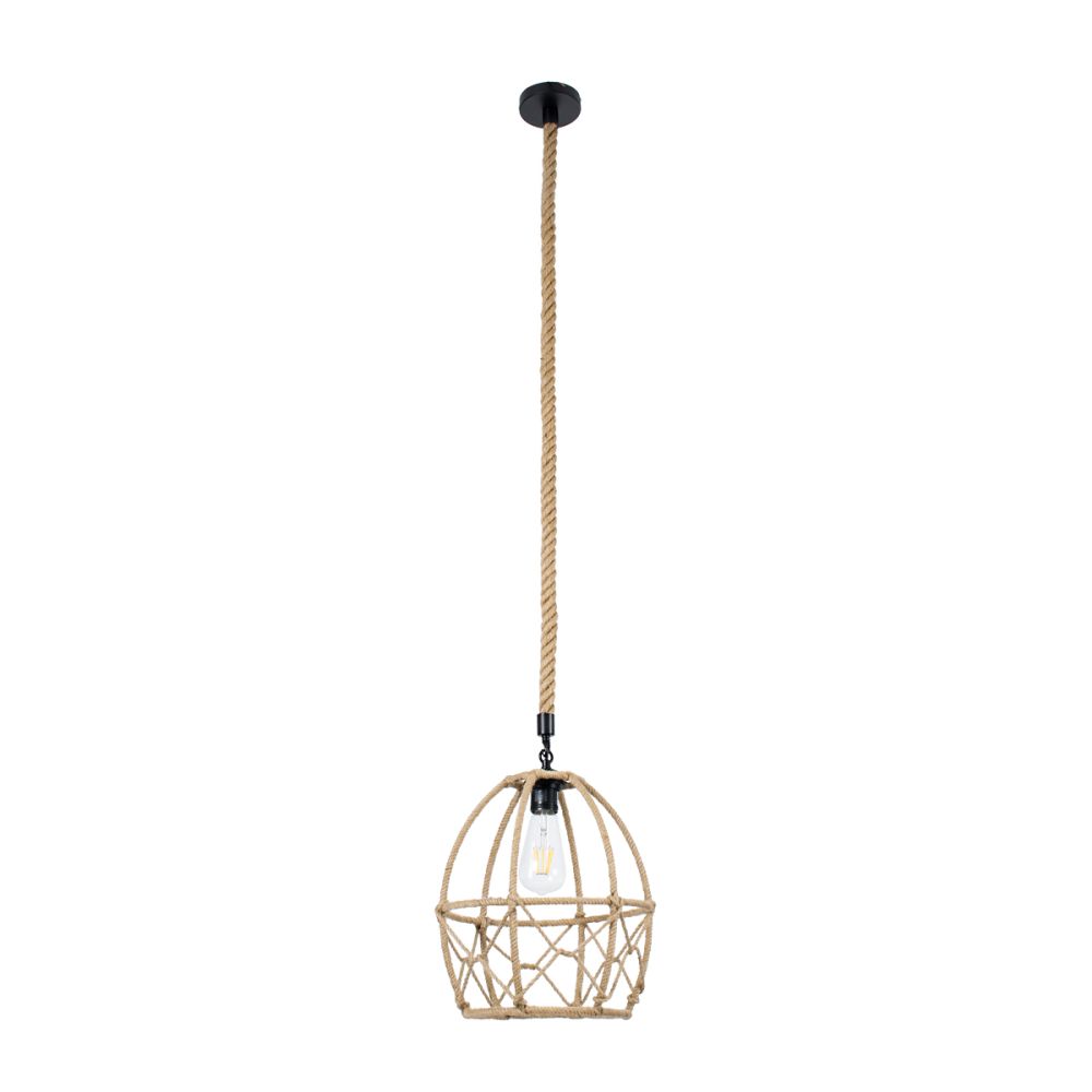 GLOBOSTAR® TELAN 01615 Vintage Κρεμαστό Φωτιστικό Οροφής με Ντουί 1 x E27 AC 220-240V IP20 - Μπεζ - Μ30 x Π30 x Υ38cm