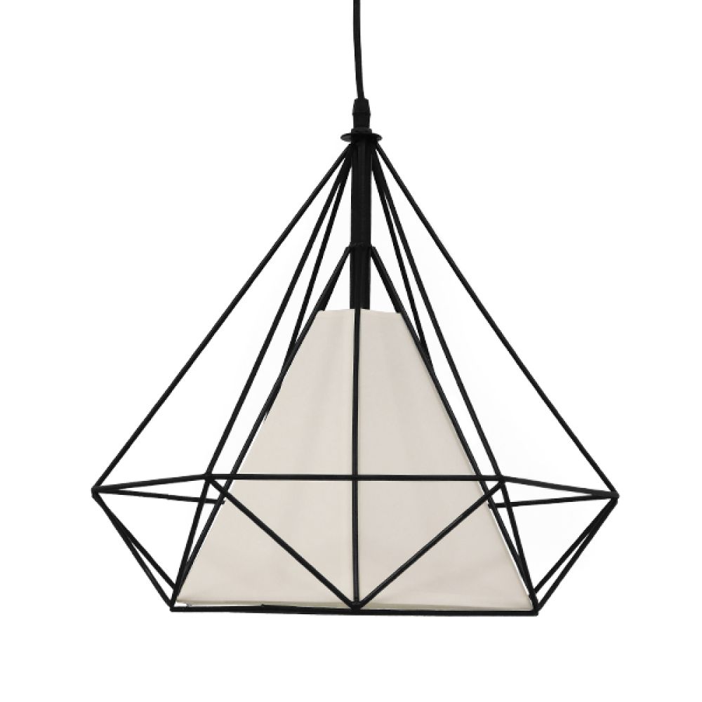 GLOBOSTAR® KAIRI 01618 Μοντέρνο Κρεμαστό Φωτιστικό Οροφής με Ντουί 1 x E27 AC 220-240V IP20 - Μαύρο & Λευκό - Μ38 x Π38 x Υ39cm