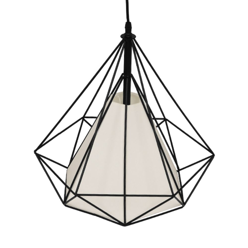 GLOBOSTAR® KAIRI 01618 Μοντέρνο Κρεμαστό Φωτιστικό Οροφής με Ντουί 1 x E27 AC 220-240V IP20 - Μαύρο & Λευκό - Μ38 x Π38 x Υ39cm