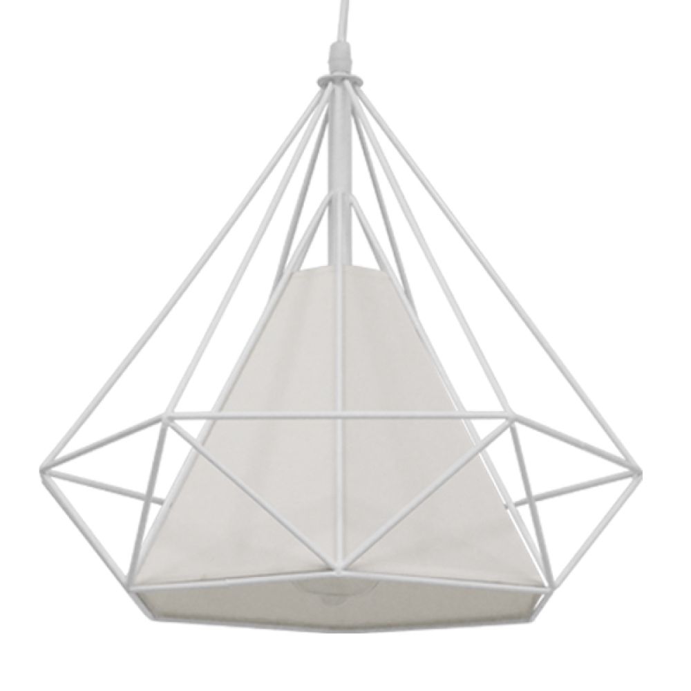 GLOBOSTAR® KAIRI 01619 Μοντέρνο Κρεμαστό Φωτιστικό Οροφής με Ντουί 1 x E27 AC 220-240V IP20 - Λευκό - Μ38 x Π38 x Υ39cm