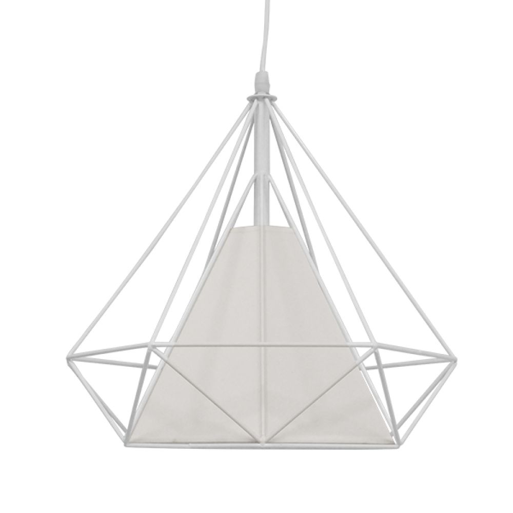 GLOBOSTAR® KAIRI 01619 Μοντέρνο Κρεμαστό Φωτιστικό Οροφής με Ντουί 1 x E27 AC 220-240V IP20 - Λευκό - Μ38 x Π38 x Υ39cm