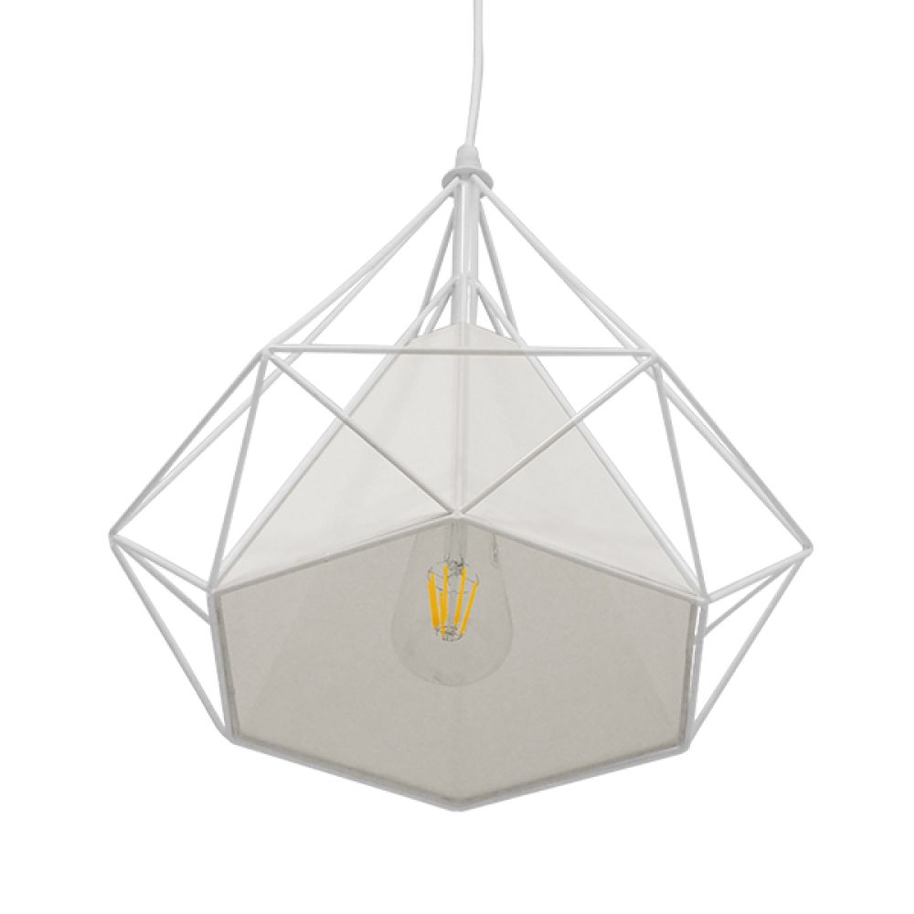 GLOBOSTAR® KAIRI 01619 Μοντέρνο Κρεμαστό Φωτιστικό Οροφής με Ντουί 1 x E27 AC 220-240V IP20 - Λευκό - Μ38 x Π38 x Υ39cm