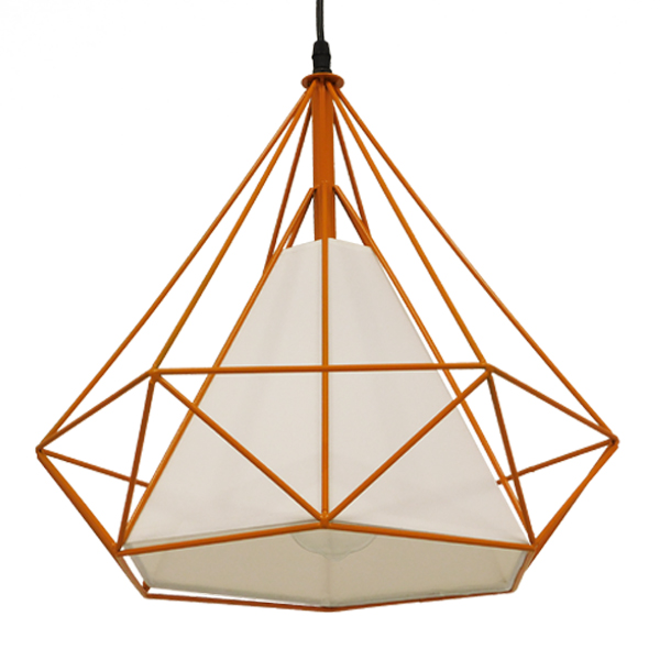 GLOBOSTAR® KAIRI 01621 Μοντέρνο Κρεμαστό Φωτιστικό Οροφής με Ντουί 1 x E27 AC 220-240V IP20 - Πορτοκαλί & Λευκό - Μ38 x Π38 x Y38cm