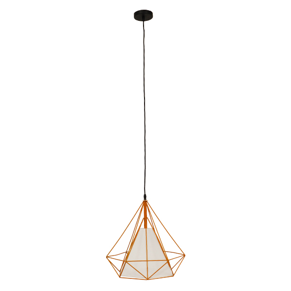 GLOBOSTAR® KAIRI 01621 Μοντέρνο Κρεμαστό Φωτιστικό Οροφής με Ντουί 1 x E27 AC 220-240V IP20 - Πορτοκαλί & Λευκό - Μ38 x Π38 x Y38cm