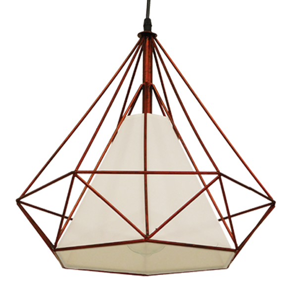 GLOBOSTAR® KAIRI 01623 Μοντέρνο Κρεμαστό Φωτιστικό Οροφής με Ντουί 1 x E27 AC 220-240V IP20 - Χάλκινο & Λευκό - Μ38 x Π38 x Y38cm