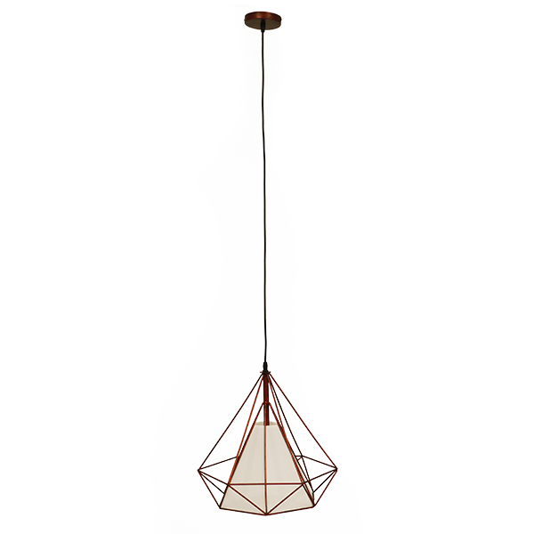 GLOBOSTAR® KAIRI 01623 Μοντέρνο Κρεμαστό Φωτιστικό Οροφής με Ντουί 1 x E27 AC 220-240V IP20 - Χάλκινο & Λευκό - Μ38 x Π38 x Y38cm