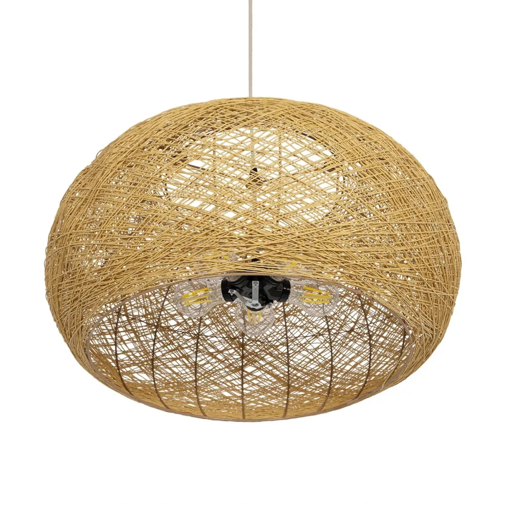 GLOBOSTAR® FIJI INCASS 01628 Vintage Κρεμαστό Φωτιστικό Οροφής με Ντουί 5 x E27 AC 220-240V IP20 - Μπεζ - Μ60 x Π60 x Υ29cm