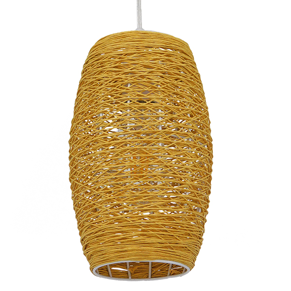 GLOBOSTAR® INCASS 01631 Vintage Κρεμαστό Φωτιστικό Οροφής με Ντουί 1 x E27 AC 220-240V IP20 - Μπεζ - Μ15 x Π15 x Υ25cm