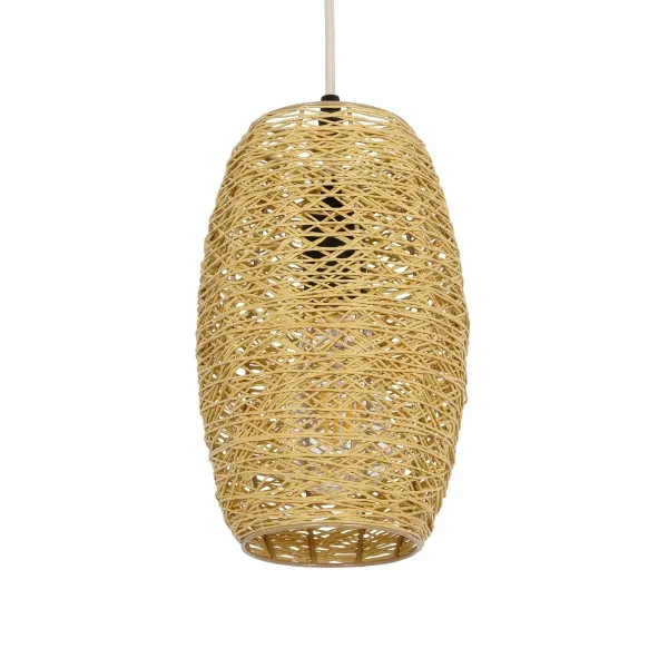 GLOBOSTAR® INCASS 01631 Vintage Κρεμαστό Φωτιστικό Οροφής με Ντουί 1 x E27 AC 220-240V IP20 - Μπεζ - Μ15 x Π15 x Υ25cm