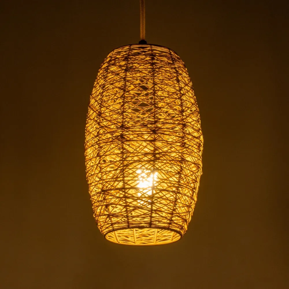 GLOBOSTAR® INCASS 01631 Vintage Κρεμαστό Φωτιστικό Οροφής με Ντουί 1 x E27 AC 220-240V IP20 - Μπεζ - Μ15 x Π15 x Υ25cm