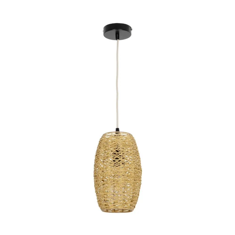 GLOBOSTAR® INCASS 01631 Vintage Κρεμαστό Φωτιστικό Οροφής με Ντουί 1 x E27 AC 220-240V IP20 - Μπεζ - Μ15 x Π15 x Υ25cm