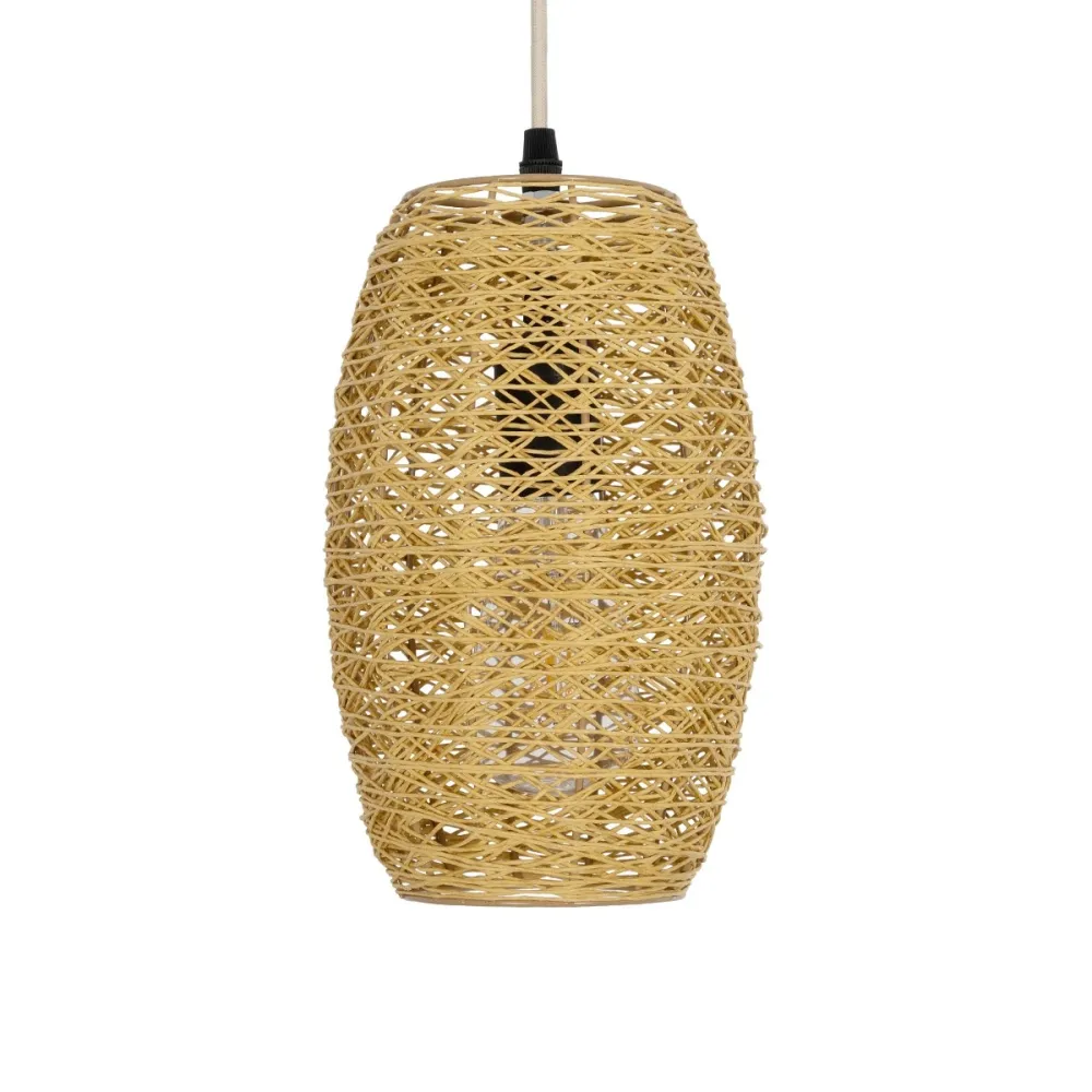 GLOBOSTAR® INCASS 01631 Vintage Κρεμαστό Φωτιστικό Οροφής με Ντουί 1 x E27 AC 220-240V IP20 - Μπεζ - Μ15 x Π15 x Υ25cm