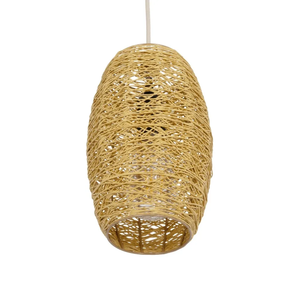 GLOBOSTAR® INCASS 01631 Vintage Κρεμαστό Φωτιστικό Οροφής με Ντουί 1 x E27 AC 220-240V IP20 - Μπεζ - Μ15 x Π15 x Υ25cm