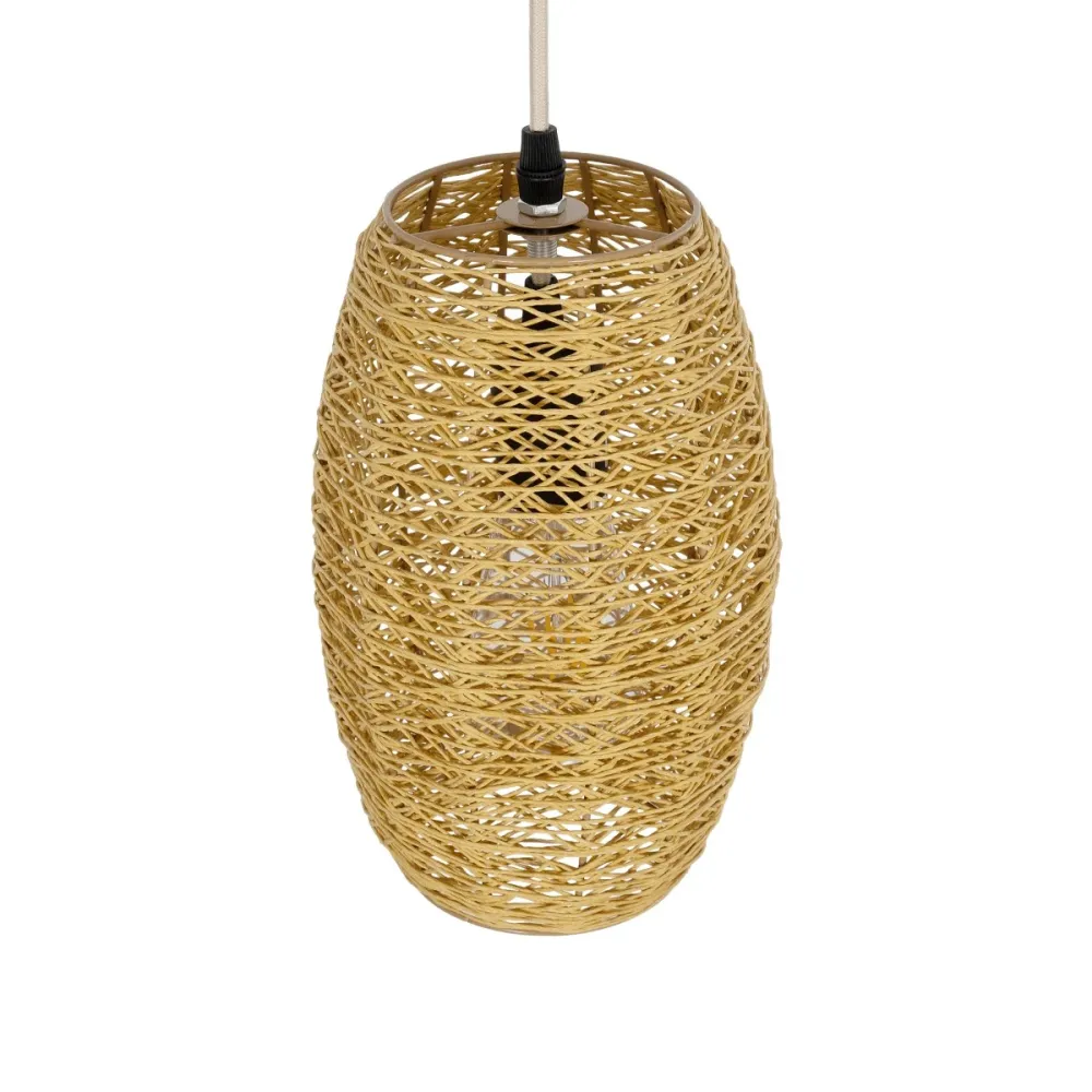 GLOBOSTAR® INCASS 01631 Vintage Κρεμαστό Φωτιστικό Οροφής με Ντουί 1 x E27 AC 220-240V IP20 - Μπεζ - Μ15 x Π15 x Υ25cm