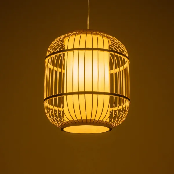 GLOBOSTAR® HIBISCUS 01633 Boho Κρεμαστό Φωτιστικό Οροφής με Ντουί 1 x E27 AC 220-240V IP20 - Μπεζ - Μ26 x Π26 x Y32cm